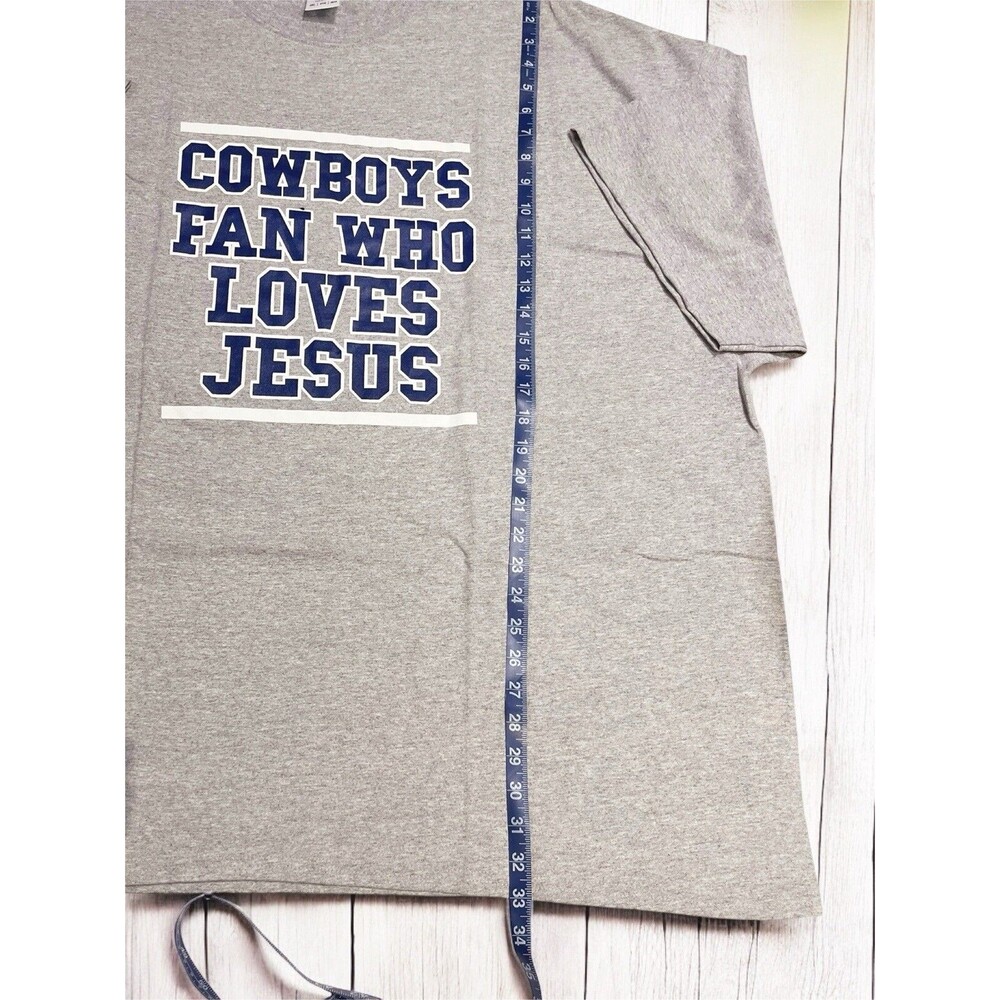 T-Shirt Cowboys Fan Jesus Gray Religious Dallas Cowboys Football Fan (New) 4XL